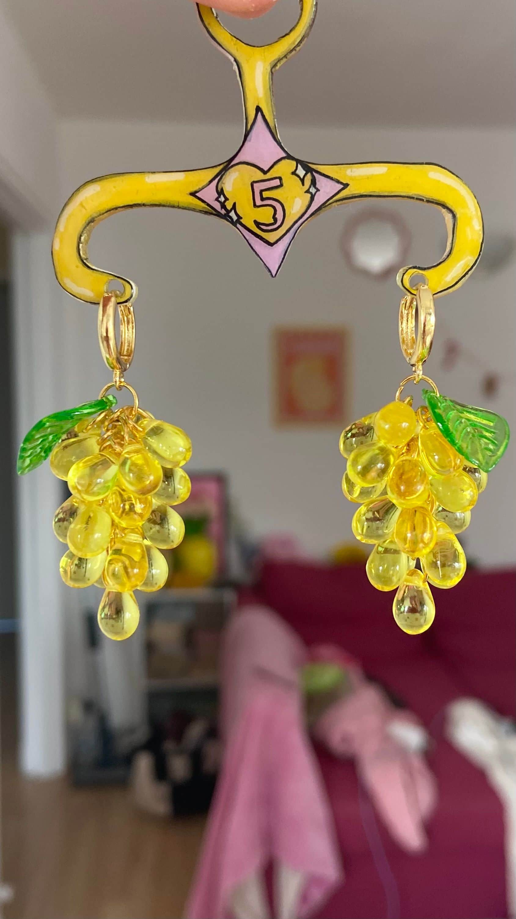 Boucles D’oreilles Boucles raisins - Jaune en Acier inoxydable Jaune - Vue 4 sur 4