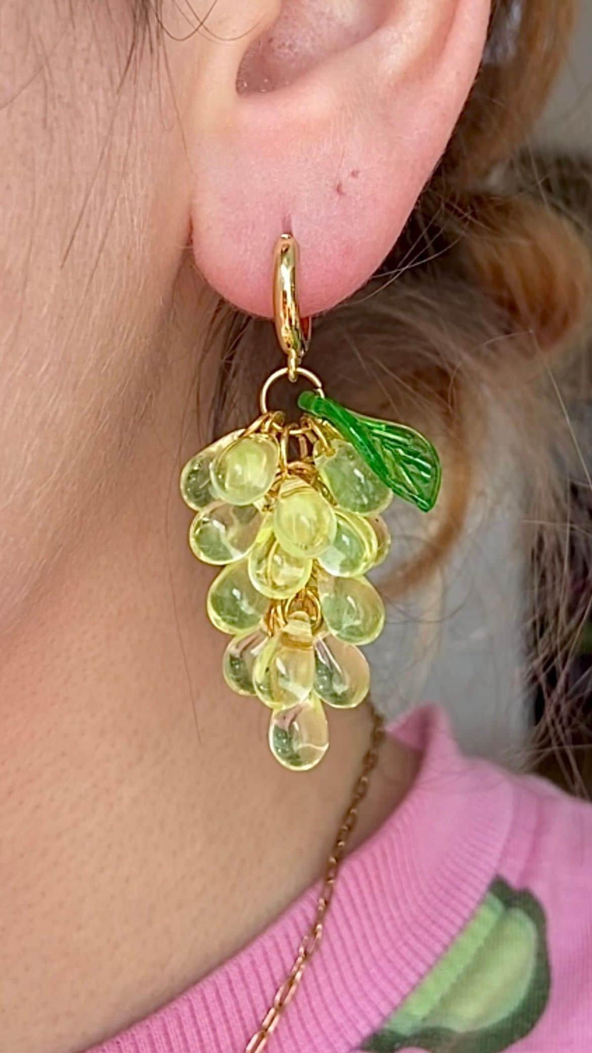 Boucles D’oreilles Boucles raisins - Vert clair en Verre - Vue 3 sur 3