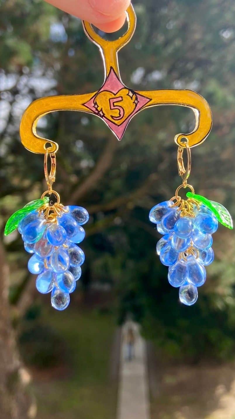 Boucles D’oreilles Boucles raisins - Bleu roi en Verre - Vue 3 sur 3