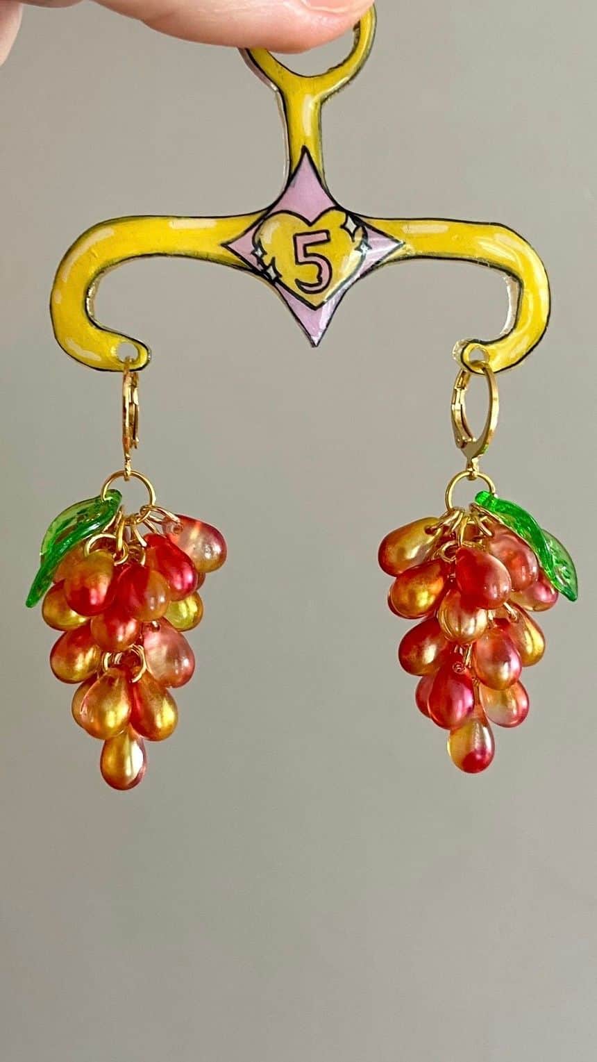 Boucles D’oreilles Boucles raisins - Crépuscule en Acier inoxydable Orange - Vue 2 sur 2