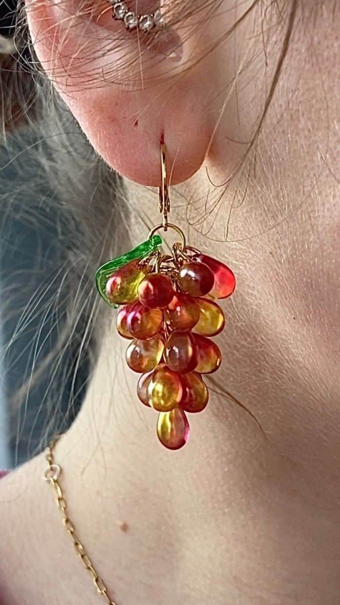 Boucles D’oreilles Boucles raisins - Crépuscule en Acier inoxydable Orange - Vue 1 sur 2