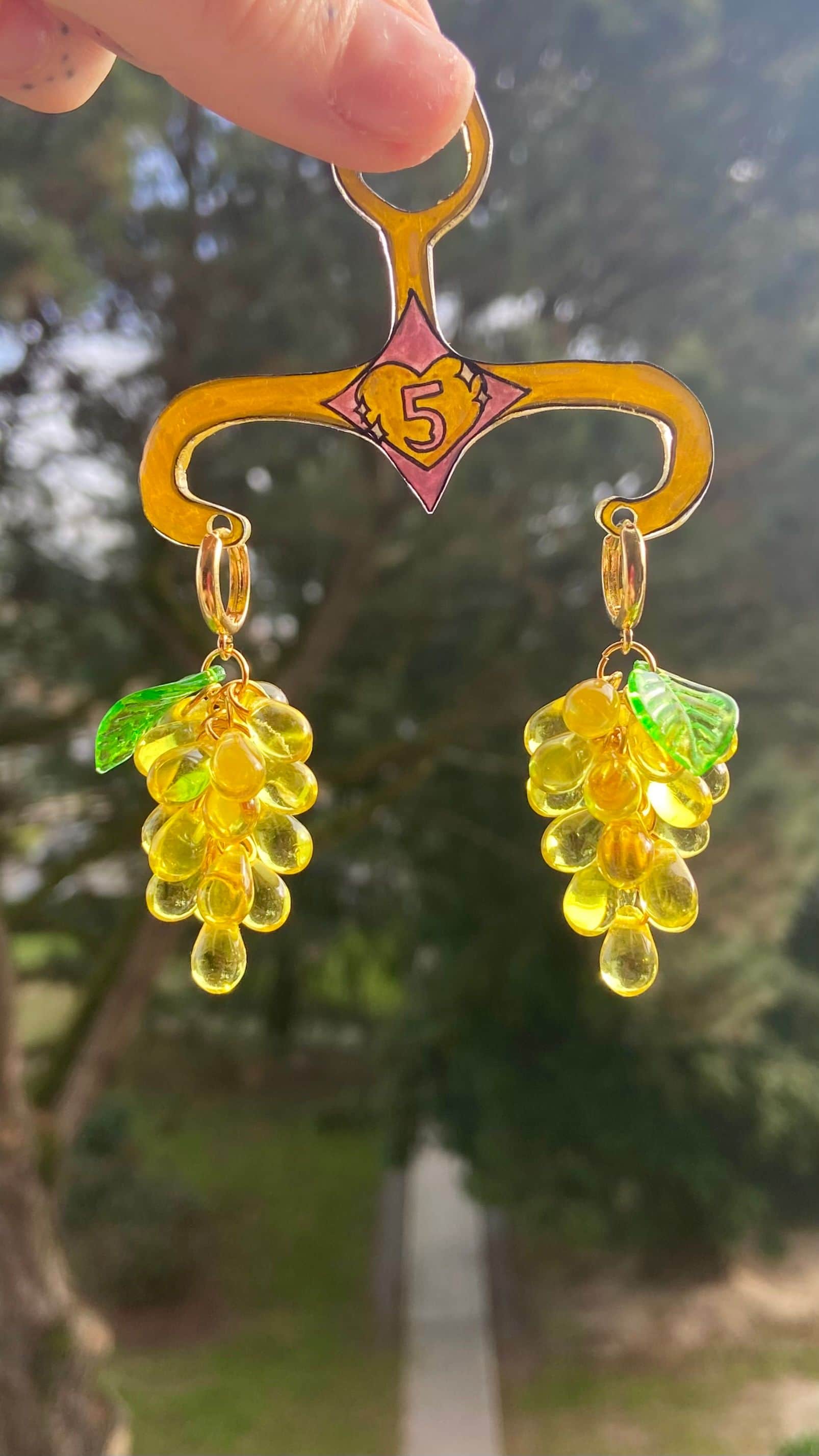 Boucles D’oreilles Boucles raisins - Jaune en Acier inoxydable Jaune - Vue 3 sur 4