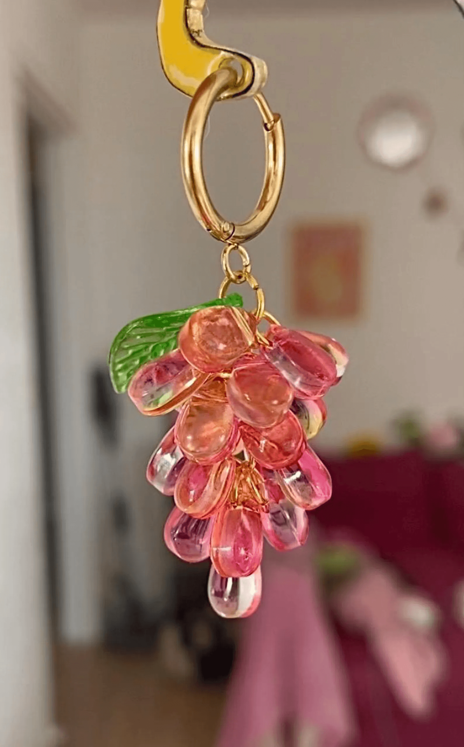Boucles d'oreilles Boucles raisins rose/jaune - Vue 1 sur 4