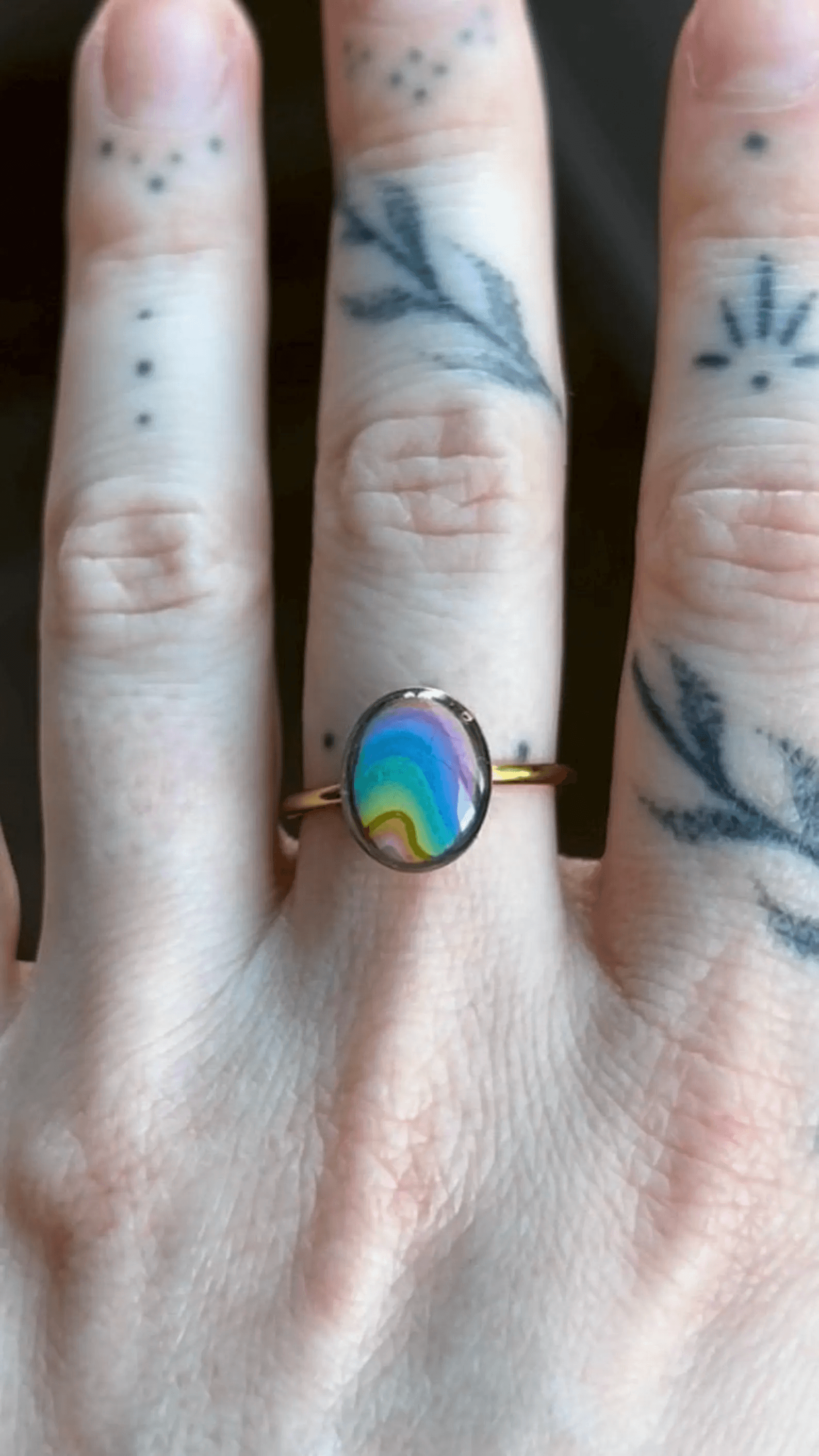 Bagues Bague ovale Arc-en-ciel - Vue 1 sur 3