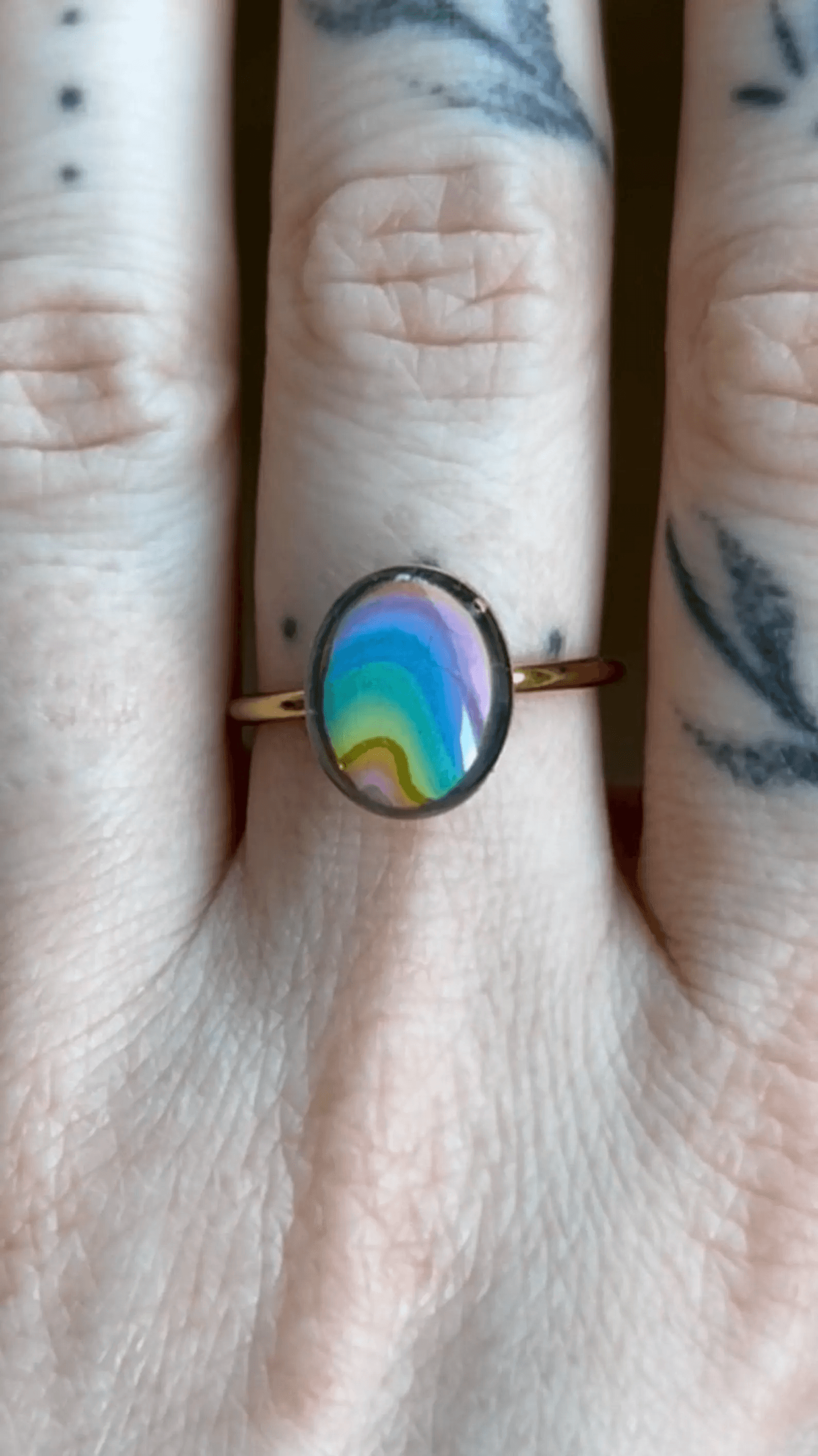 Bagues Bague ovale Arc-en-ciel - Vue 2 sur 3